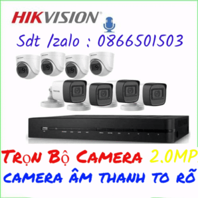 TRỌN BỘ 1 CAMERA GHI ÂM CAMERA HIKVISION 2.0 MP