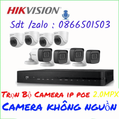 TRỌN BỘ CAMERA IP POE HIKVISION 2.0 MP