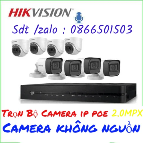 TRỌN BỘ CAMERA IP POE HIKVISION 2.0 MP