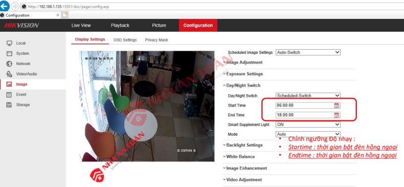 HƯỚNG DẪN QUY ĐỊNH THỜI GIAN  BẬT/TẮT HỒNG NGOẠI CHO CAMERA HIKVISION giá rẻ