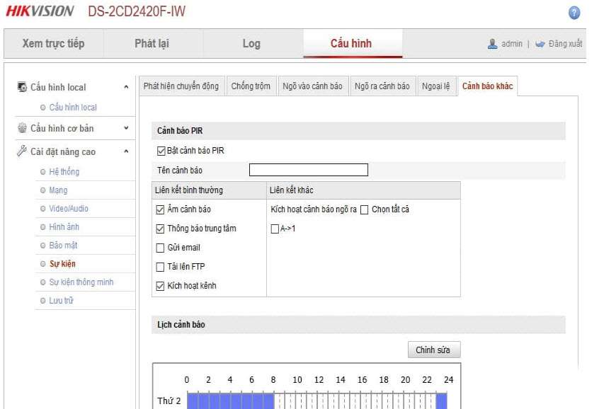 Cách cài đặt báo động trên camera hikvision