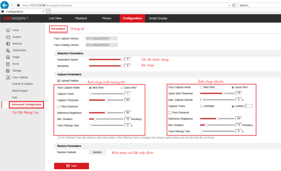 HƯỚNG DẪN KÍCH HOẠT VÀ CÀI ĐẶT TÍNH NĂNG FACE CAPTURE CAMERA HIKVISION chính hãng giá rẻ
