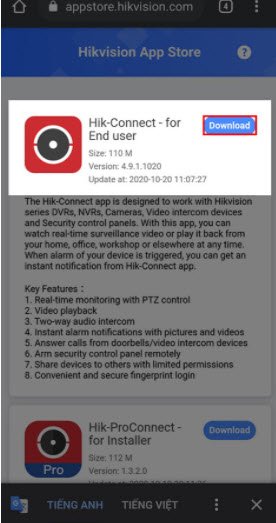 download-tren-chlay HƯỚNG DẪN TẢI PHẦN MỀM HIK-CONNECT TRÊN ĐIỆN THOẠI ANDROID MÀ KHÔNG CÓ TRÊN CHPLAY