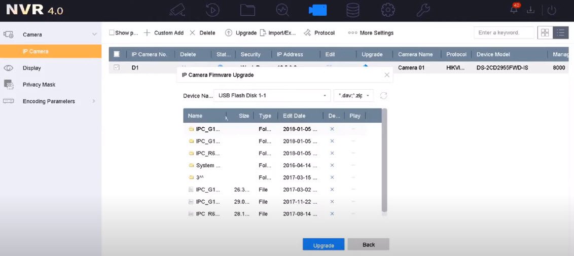 HƯỚNG DẪN CẬP NHẬT FIRMWARE CHO CAMERA IP THÔNG QUA ĐẦU GHI giá rẻ nhanh chóng NVR TRÊN MÃN HÌNH TIVI