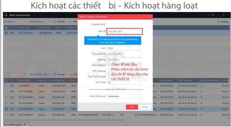 Hướng dẫn cài đặt cấu hình hàng loạt thiết bị camera IP và đầu ghi hình Hikvision