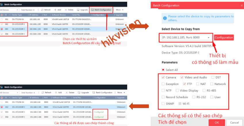 Hướng dẫn cài đặt cấu hình hàng loạt thiết bị camera IP và đầu ghi hình Hikvision