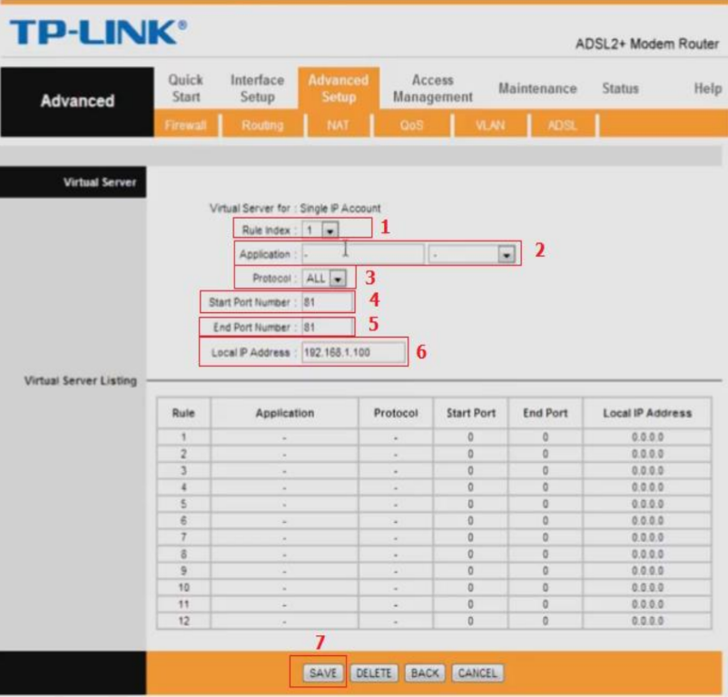 HƯỚNG DẪN NAT PORT MODEM TP-LINK ADLS