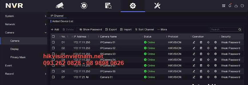 Hướng dẫn sắp xếp thứ tự kênh camera trên đầu ghi IP Hikvision với firmware V4.3