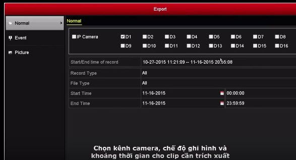 Trích xuất dữ liệu trên đầu ghi hình Hikvision