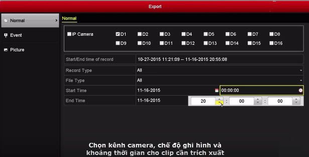 Trích xuất dữ liệu trên đầu ghi hình Hikvision