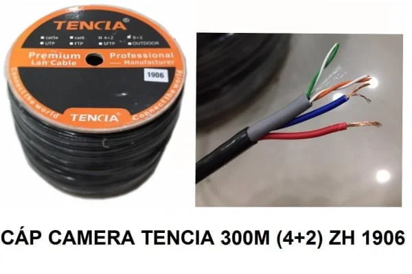 Phụ Kiện Dây Cáp Mạng camera có nguồn Tencia 300M (4+2) ZH 1906