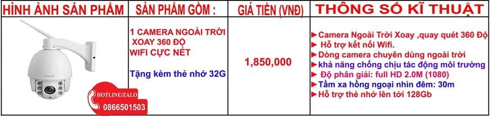 CAMERA WIFI XOAY NGOÀI TRỜI