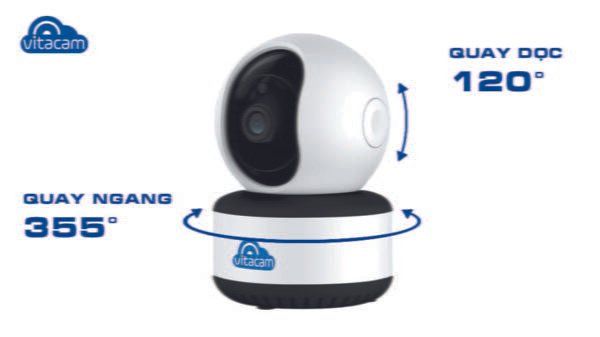 Vitacam XOAY 360 TRONG NHÀ – 2.0Mpx Full HD 1080MPX chuẩn H265X