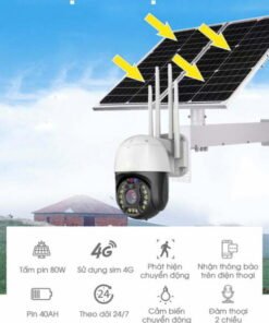 Camera Năng Lượng Mặt Trời 4G Xoay 360 Pin 72 Giờ