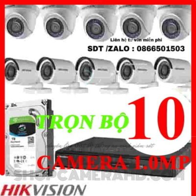 TRỌN BỘ 10 CAMERA HIKVISION 1.0MP