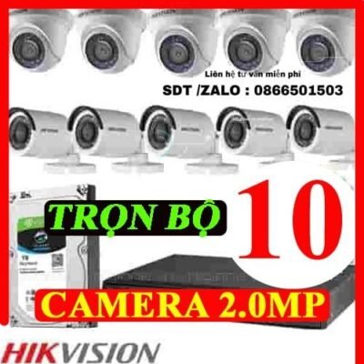 TRỌN BỘ 10 CAMERA HIKVISION 2.0MP