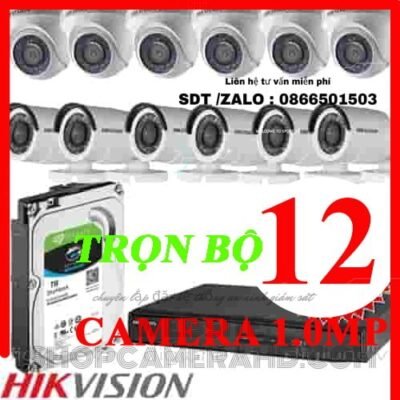 TRỌN BỘ 12 CAMERA HIKVISION 1.0MP