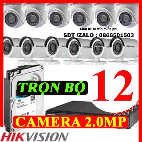 TRỌN BỘ 12 CAMERA HIKVISION 2.0MP
