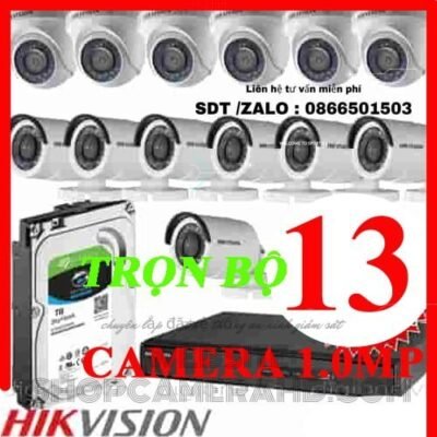 TRỌN BỘ 13 CAMERA HIKVISION 1.0MP