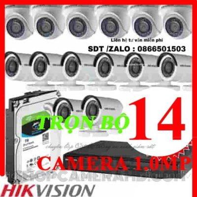 TRỌN BỘ 14 CAMERA HIKVISION 1.0MP