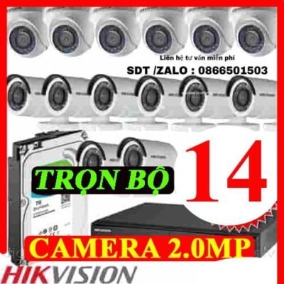 TRỌN BỘ 14 CAMERA HIKVISION 2.0MP