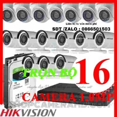 TRỌN BỘ 16 CAMERA HIKVISION 1.0MP