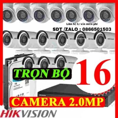 TRỌN BỘ 16 CAMERA HIKVISION 2.0MP