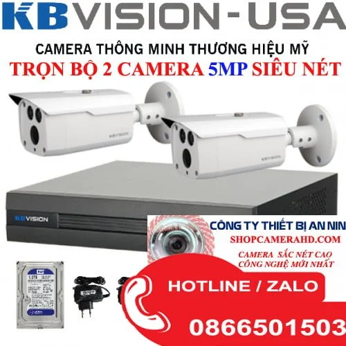 Lắp Đặt Bộ 2 Camera Siêu nét 5.0mpx