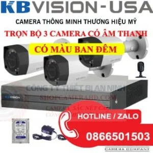 TRỌN BỘ 3 CAMERA CÓ MÀU BAN ĐÊM VÀ ÂM THANH