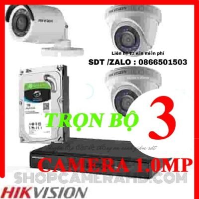 TRỌN BỘ 3 CAMERA HIKVISION 1.0MP