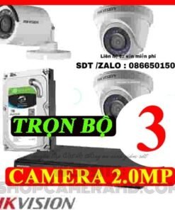 TRỌN BỘ 3 CAMERA HIKVISION 2.0MP