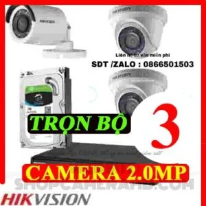 TRỌN BỘ 3 CAMERA HIKVISION 2.0MP