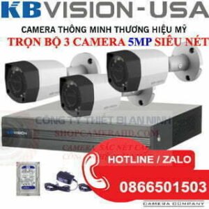 Lắp Đặt Bộ 3 Camera Siêu nét 5.0mpx