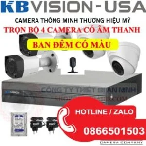 TRỌN BỘ 4 CAMERA CÓ MÀU BAN ĐÊM VÀ ÂM THANH