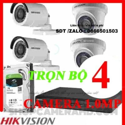 TRỌN BỘ 4 CAMERA HIKVISION 1.0MP