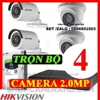 TRỌN BỘ 4 CAMERA HIKVISION 2.0MP
