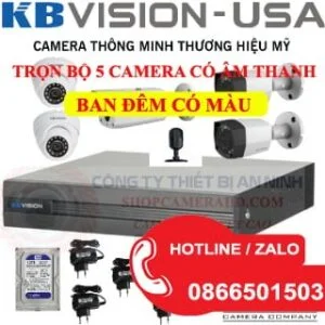 TRỌN BỘ 5 CAMERA CÓ MÀU BAN ĐÊM VÀ ÂM THANH