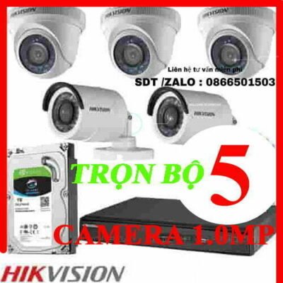 TRỌN BỘ 5 CAMERA HIKVISION 1.0MP
