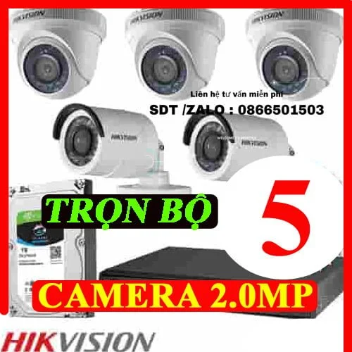 TRỌN BỘ 5 CAMERA HIKVISION 2.0MP