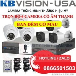 TRỌN BỘ 6 CAMERA CÓ MÀU BAN ĐÊM VÀ ÂM THANH