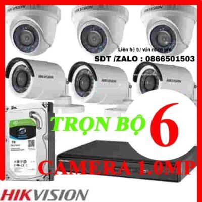 TRỌN BỘ 6 CAMERA HIKVISION 1.0MP