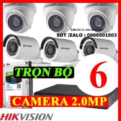 TRỌN BỘ 6 CAMERA HIKVISION 2.0MP