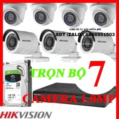 TRỌN BỘ 7 CAMERA HIKVISION 1.0MP