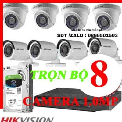 TRỌN BỘ 8 CAMERA HIKVISION 1.0MP
