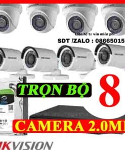 TRỌN BỘ 8 CAMERA HIKVISION 2.0MP