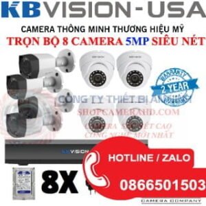 Lắp Đặt Bộ 8 Camera Siêu nét 5.0mpx