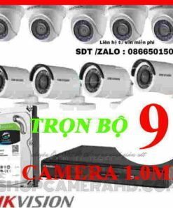 TRỌN BỘ 9 CAMERA HIKVISION 1.0MP