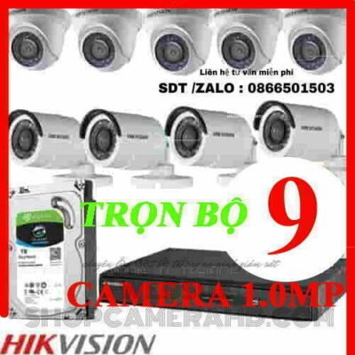 TRỌN BỘ 9 CAMERA HIKVISION 1.0MP