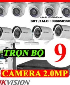 TRỌN BỘ 9 CAMERA HIKVISION 2.0MP