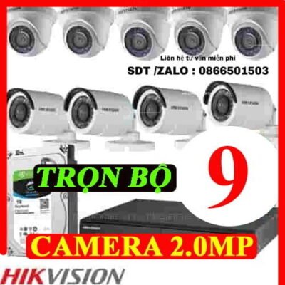 TRỌN BỘ 9 CAMERA HIKVISION 2.0MP